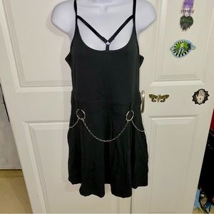 Chain Belt Strappy Skater Dress